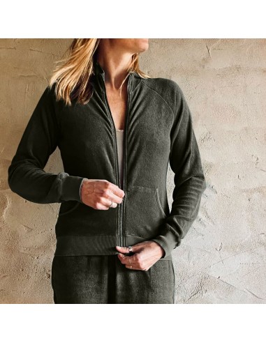 Elie Zip Jacket - Women - TJ Terry Jersey - S021 Dark Green Grey pas chere